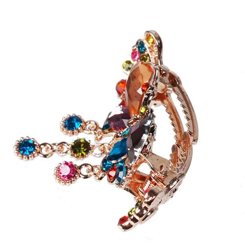 Haargreifer Schmetterling Haarspange Haarkneifer Haarklammer Metall & Strass bunt blau rosa gold 4481